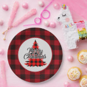 Rustikales Red Buffalo Kariert Weihnachten Pappteller (Party)