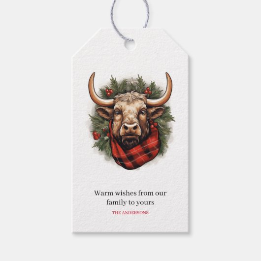 Rustikales Red Buffalo Kariertes Bauernhaus Geschenkanhänger (Vorderseite)