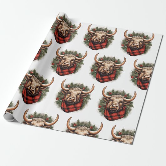 Rustikales Red Buffalo Kariertes Bauernhaus Geschenkpapier (Ungerollt)