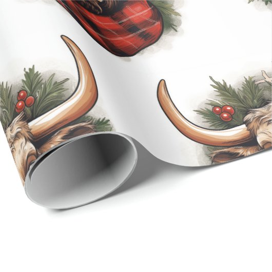 Rustikales Red Buffalo Kariertes Bauernhaus Geschenkpapier (Rolleneckpunkt)
