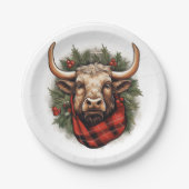 Rustikales Red Buffalo Kariertes Bauernhaus Pappteller (Vorderseite)