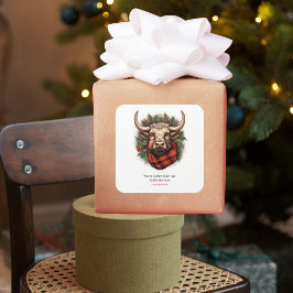 Rustikales Red Buffalo Kariertes Bauernhaus Quadratischer Aufkleber