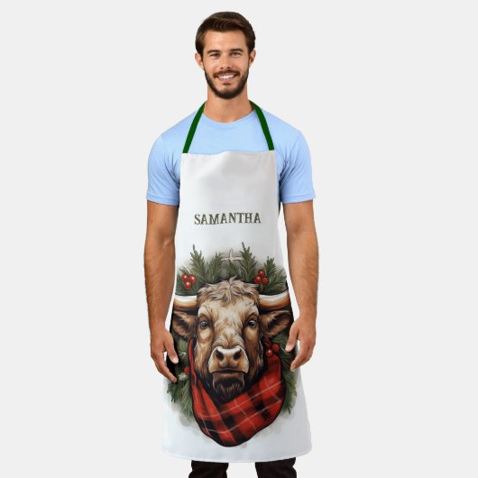 Rustikales Red Buffalo Kariertes Bauernhaus Schürze (Getragen)