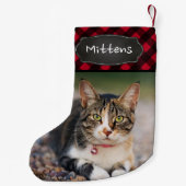 Rustikales Red Buffalo Kariertes Custom Pet Cat Fo Kleiner Weihnachtsstrumpf (Rückseite)