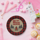 Rustikales Red Buffalo Karo Camp Camping Geburtsta Pappteller (Party)