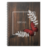 Rustikales Red Butterfly Personalisiertes Notebook Notizblock (Vorderseite)
