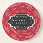 Rustikales Red Feather Pattern Hochzeitsszenario-U Getränkeuntersetzer (Vorne)