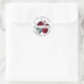 Rustikales Red Floral Return Address Label Runder Aufkleber (Tasche)