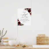 Rustikales Red Floral Unplugged Zeremonie Hochzeit Poster (Küche)