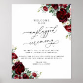 Rustikales Red Floral Unplugged Zeremonie Hochzeit Poster (Vorne)