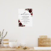 Rustikales Red Floral Wedding Unplugged Ceremony S Poster (Küche)