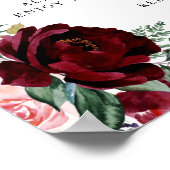 Rustikales Red Floral Wedding Unplugged Ceremony S Poster (Ecke)