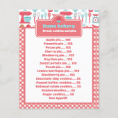 Rustikales Red Gingham Bakery Menü & Preisliste (Rückseite)