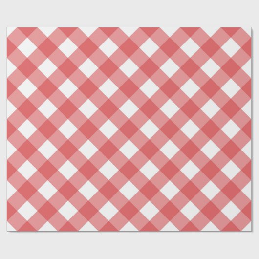 Rustikales Red Gingham Checkered Pattern Geschenkpapier (Flach)