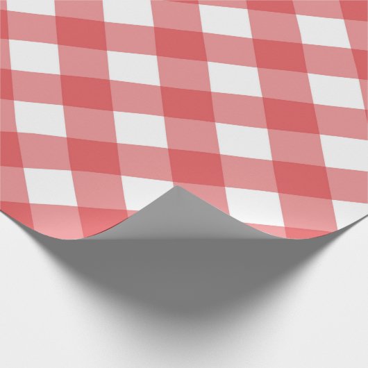 Rustikales Red Gingham Checkered Pattern Geschenkpapier (Ecke)
