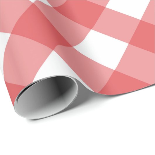 Rustikales Red Gingham Checkered Pattern Geschenkpapier (Rolleneckpunkt)