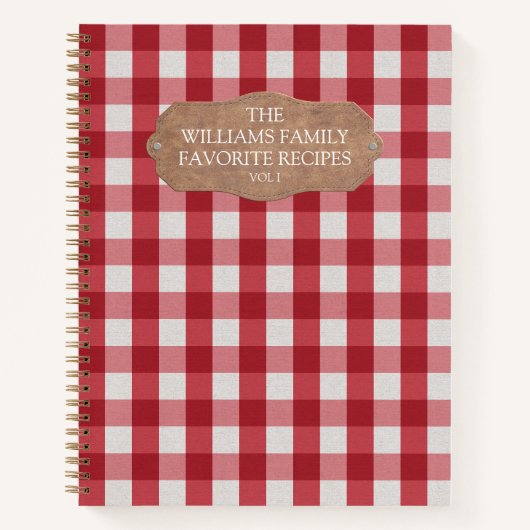 Rustikales Red Gingham Linen Bauernhof Recipe Notizblock (Vorderseite)