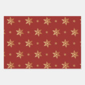 Rustikales Red Gold Frohe Weihnachten Snowflake Wr Geschenkpapier Set (Vorderseite 2)