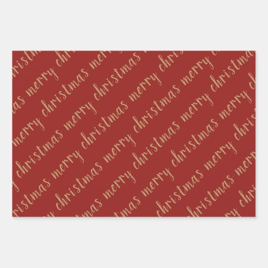 Rustikales Red Gold Frohe Weihnachten Snowflake Wr Geschenkpapier Set (Vorderseite)