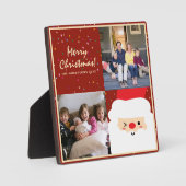 Rustikales Red & Gold Weihnachtsfest und Foto Fotoplatte (Vorderseite)