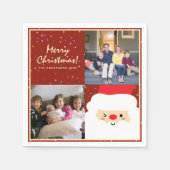 Rustikales Red & Gold Weihnachtsfest und Foto Serviette (Vorderseite)