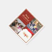 Rustikales Red & Gold Weihnachtsfest und Foto Serviette (Ecke)