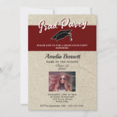 Rustikales Red Graduate Cap Graduation Party Foto Einladung (Vorderseite)