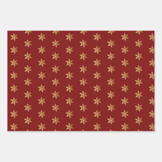 Rustikales Red Green Snowflake Weihnachtsbaum Wrap Geschenkpapier Set (Vorderseite 3)