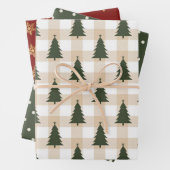 Rustikales Red Green Snowflake Weihnachtsbaum Wrap Geschenkpapier Set (Beispiel)