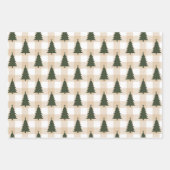 Rustikales Red Green Snowflake Weihnachtsbaum Wrap Geschenkpapier Set (Vorderseite)