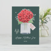 Rustikales Red Hydrangea Blume Glücklicher Muttert Karte (Stehend Vorderseite)