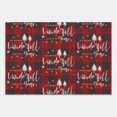 Rustikales Red Kariert Merry Weihnachtsgeschenk Geschenkpapier Set (Vorderseite 3)