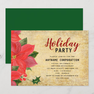 Rustikales Red Poinsettia Corporate Weihnachtsfest Einladung