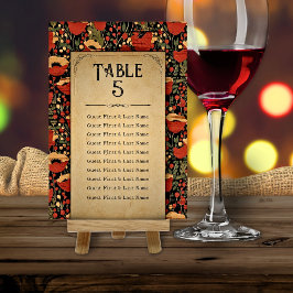 Rustikales Red Poppies Wood Wedding Chart Tischnummer
