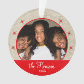 Rustikales Red Snowflake Foto Christmas Keepake Ornament (Vorderseite)