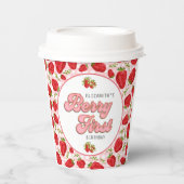 Rustikales Red Strawberry Pattern Girl Berry First Pappbecher (Vorderseite)