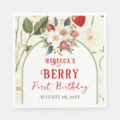 Rustikales Red Strawberry Theme Berry First Birthd Serviette (Vorderseite)