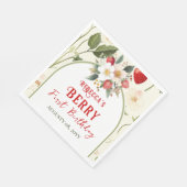 Rustikales Red Strawberry Theme Berry First Birthd Serviette (Ecke)