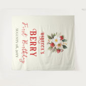 Rustikales Red Strawberry Theme Berry First Birthd Wandteppich (Vorderseite (Horizontal))