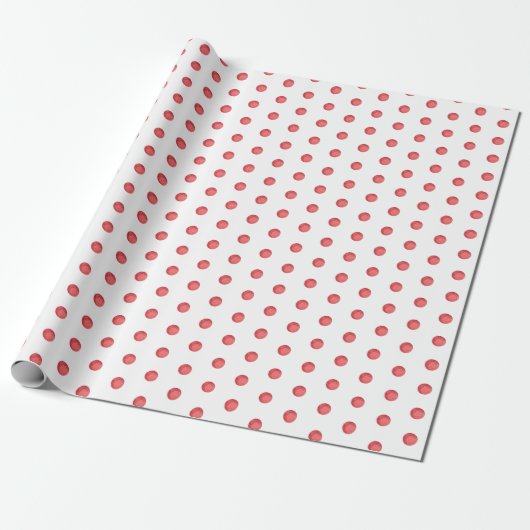 Rustikales Red Watercolor Polka Dot Christmas Patt Geschenkpapier (Ungerollt)