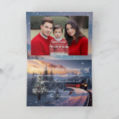 Rustikales Red Watercolor Weihnachts-Trolley-Foto Karte (Innenseite)