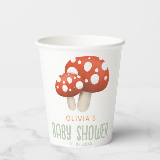 Rustikales Red Woodland Mushroom Kinderdusche Pappbecher (Rückseite)