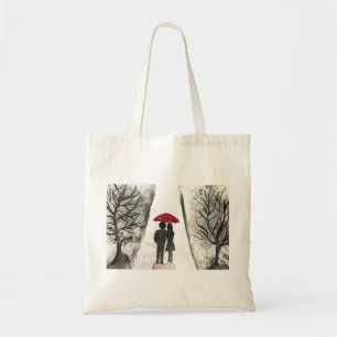 Rustikales Regenschirmpaar in der Liebe Hochzeitss Tragetasche