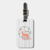 Rustikales Reindeer Boho Wasserfarben-Monogramm Gepäckanhänger (Vorderseite vertikal)