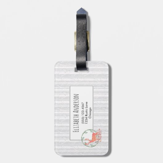 Rustikales Reindeer Boho Wasserfarben-Monogramm Gepäckanhänger (Rückseite vertikal)