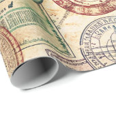Rustikales Reisepass-Stempel-Reisemuster (1) Geschenkpapier (Rolleneckpunkt)