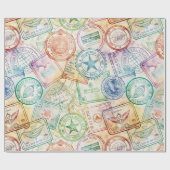Rustikales Reisepass-Stempel-Reisemuster (3) Geschenkpapier (Flach)