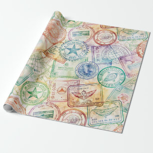 Rustikales Reisepass-Stempel-Reisemuster (3) Geschenkpapier