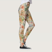 Rustikales Reisepass-Stempel-Reisemuster (5) Leggings (Rechts)