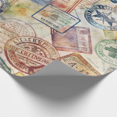 Rustikales Reisepass-Stempel-Reisemuster (6) Geschenkpapier (Ecke)